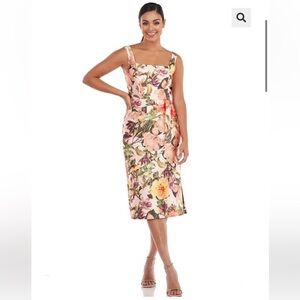 NWT Kay Unger Hyacinth Sleeveless Draped Dress Bridal Multi Blush